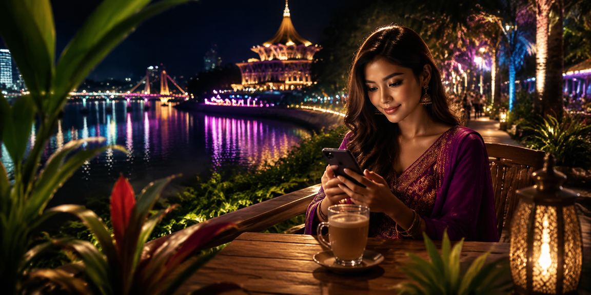 Pengguna Malaysia mengakses platform raa88 dengan selamat melalui telefon pintar di Kuching